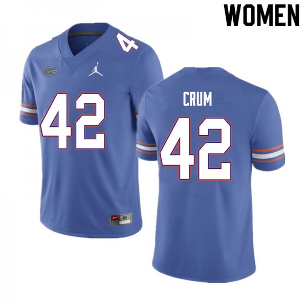 Women #42 Quaylin Crum Florida Gators College Football Jerseys Blue